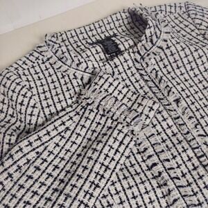 Apostrophe Petite Tweed Blazer Jacket Black White Fringe Trim‎ Office Career